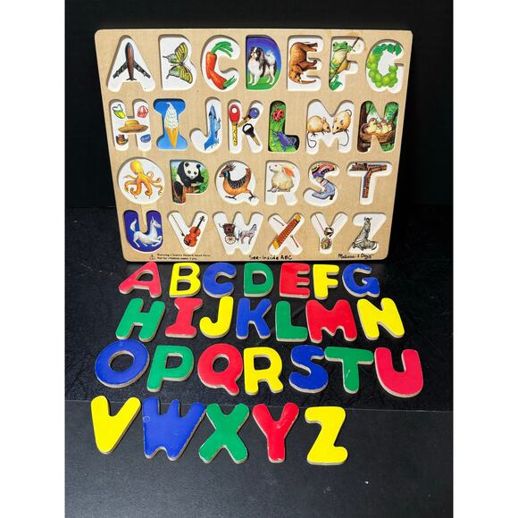 Melissa & Doug Large Wooden See Inside ABC Puzzle, 26-Piece preowned - Picture 1 of 4
